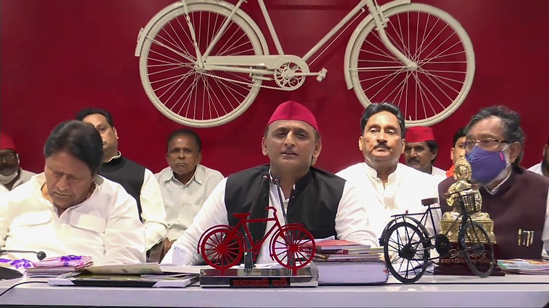 Akhilesh Yadav addresses press conference in Lucknow