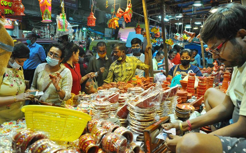Glimpse of people buying decorative lights ahead of Diwali in Kolkata