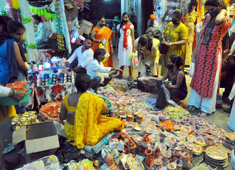 Glimpse of people buying decorative lights ahead of Diwali in Kolkata