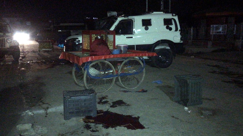 J&K Police inspect spot at Srinagar's Eidgah area where militants shot dead vendor