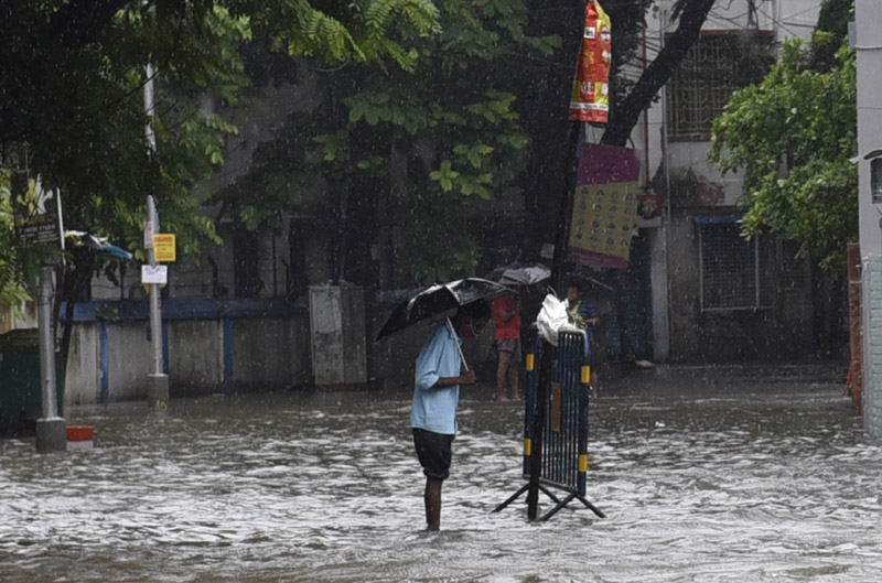 Glimpses of waterlogged roads after heavy rains in Kolkata