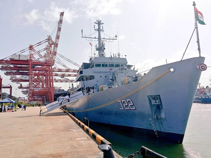 Indian Navy's Hydrographic Survey Ship INS Sarvekshak arrives in Colombo Port