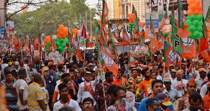 Bengal polls: Amit Shah holds roadshow for BJP candidates Babul Supriyo, Srabanti Chatterjee and Payel Sarkar in South Kolkata