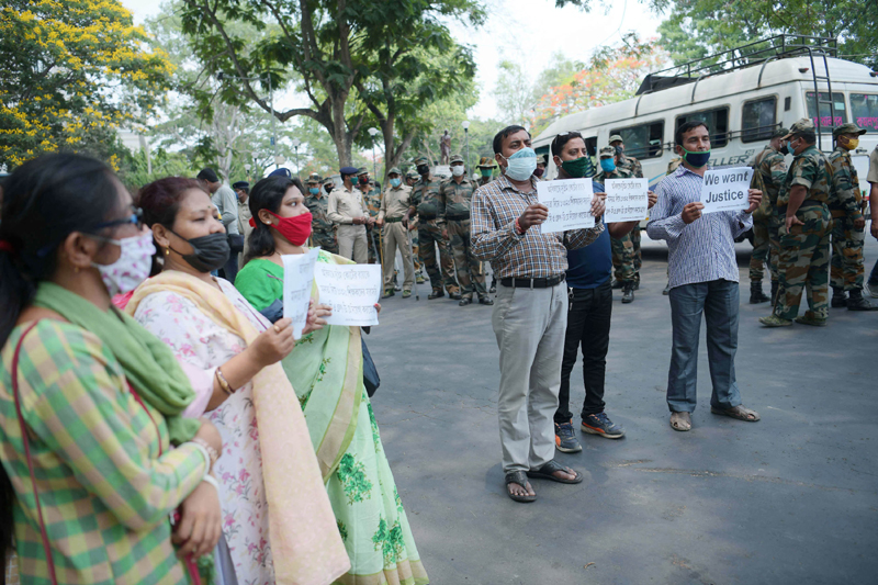 Terminated teachers protest in Agartala