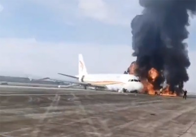 40 injured as Chinese plane skids off runway, catches fire