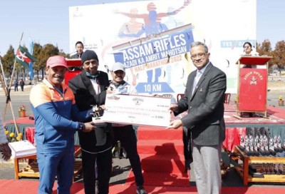 Assam Rifles conduct inaugural Half Marathon in Shillong, DG also participates