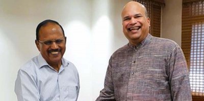 Sri Lanka's High Commissioner to India Milinda Moragoda meets Ajit Kumar Doval