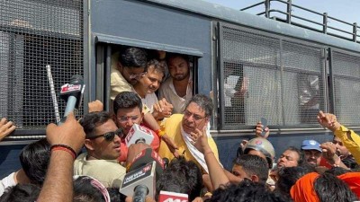 BJP Yuva Morcha president Tejasvi Surya detained on way to visit riot-hit Karauli in Rajasthan