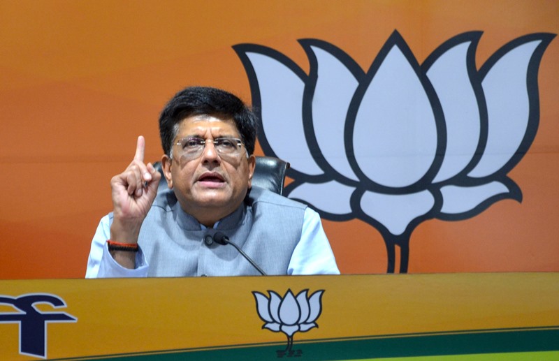 Piyush Goyal addresses media at BJP headquarters in Delhi