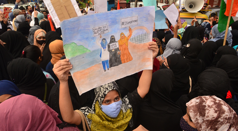 Students in Kolkata protest against hijab ban in Karnataka schools and colleges