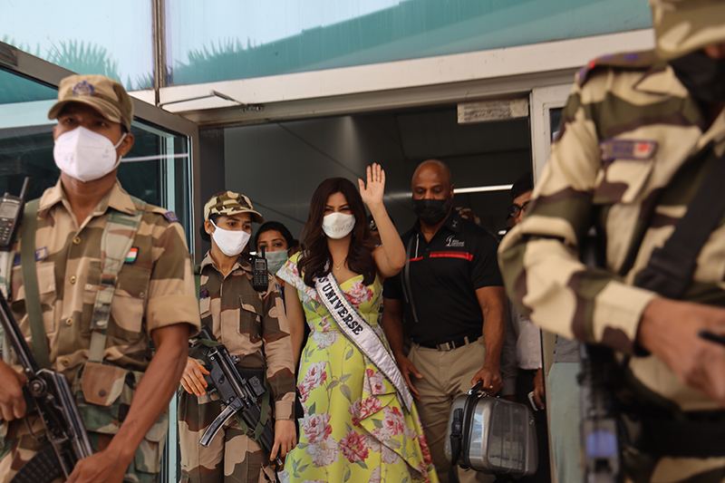 Miss Universe Harnaaz Kaur Sandhu arrives in New Delhi