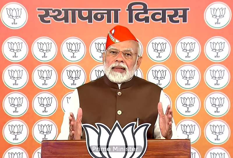Narendra Modi addresses on foundation day of BJP