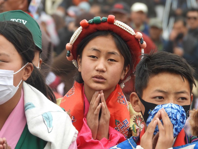 Devotees offering prayer in Leh on Buddha Purnima