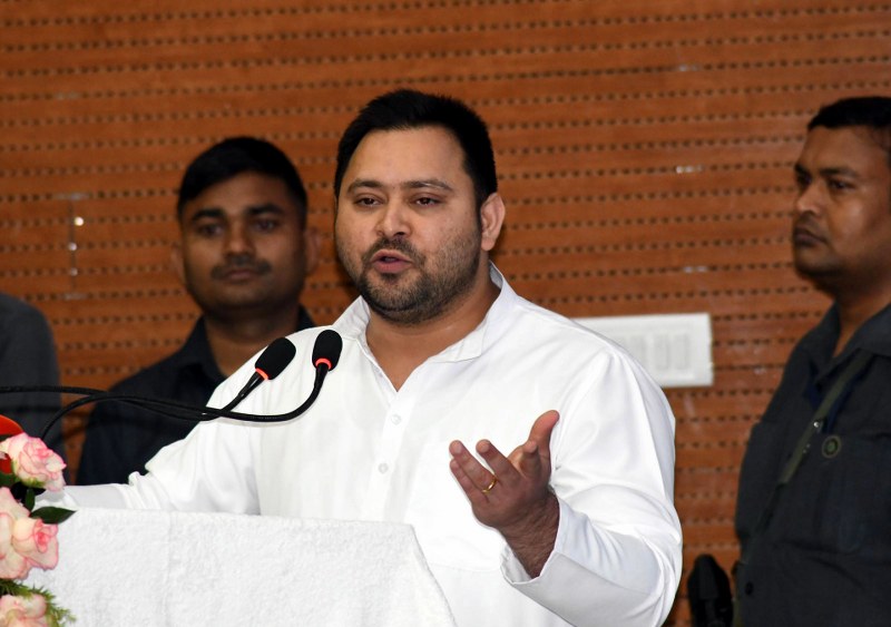 Nitish Kumar with Tejashwi Yadav at a Patna event