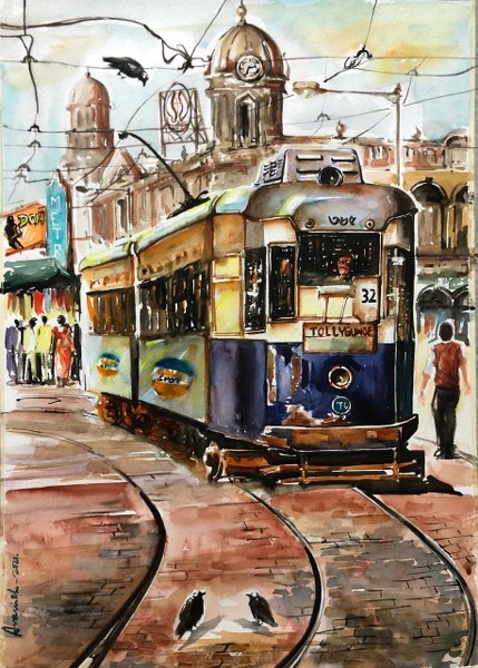 In images art exhibition 'Paints & Strokes' celebrating Kolkata's rich heritage