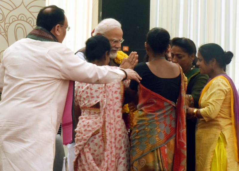 PM Modi addresses BJP Mahila Morcha activists in Delhi