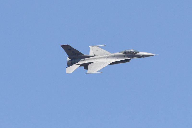 US Air Force's F-16 fighter jet displays manoeuvre at Bengaluru's Yelahanka air base during ongoing Aero India 2023
