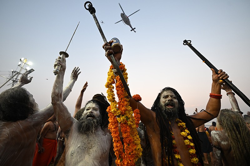 Maha Kumbh 2025: Naga sadhus steal the show on Triveni bank
