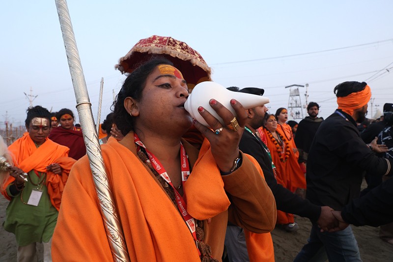 Maha Kumbh 2025: Naga sadhus steal the show on Triveni bank