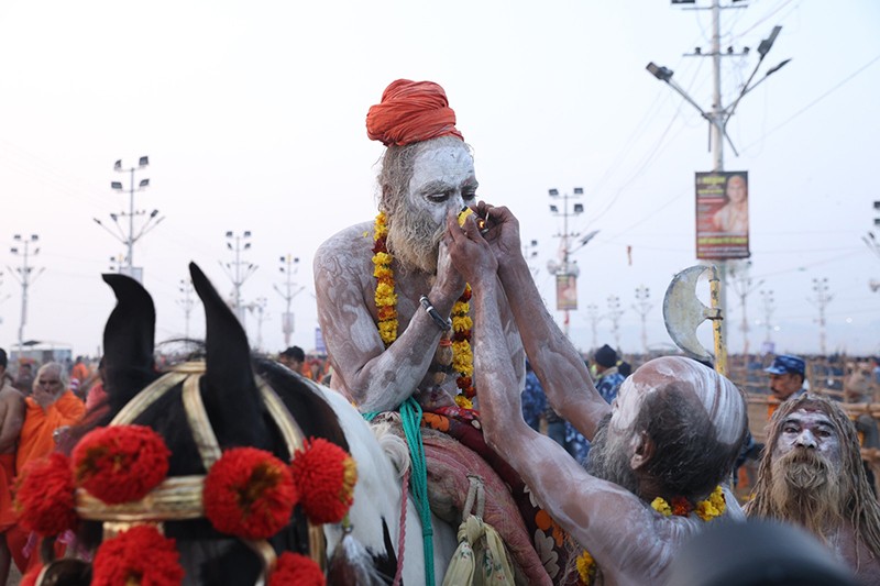 Maha Kumbh 2025: Naga sadhus steal the show on Triveni bank