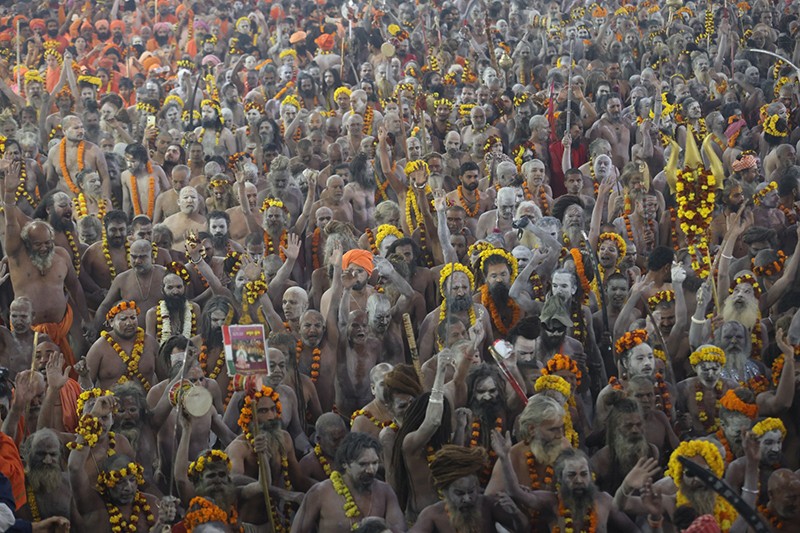 Maha Kumbh 2025: Naga sadhus steal the show on Triveni bank