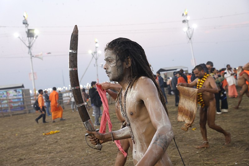 Maha Kumbh 2025: Naga sadhus steal the show on Triveni bank