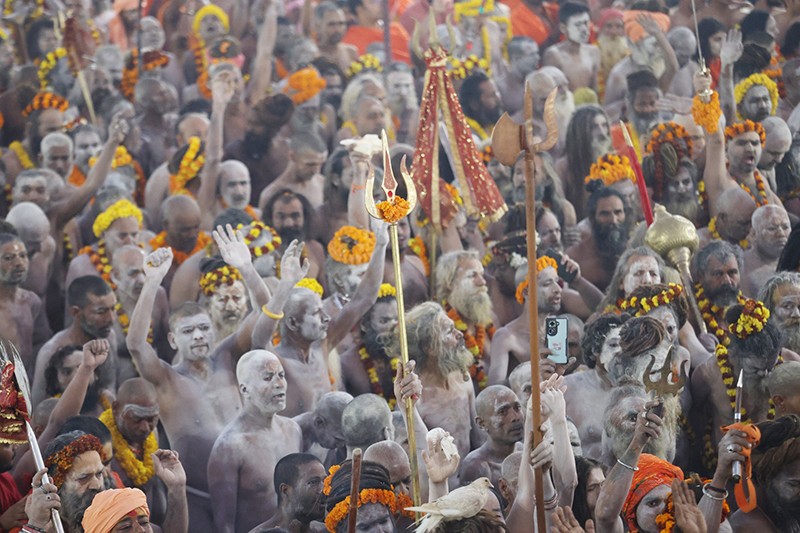 Maha Kumbh 2025: Naga sadhus steal the show on Triveni bank