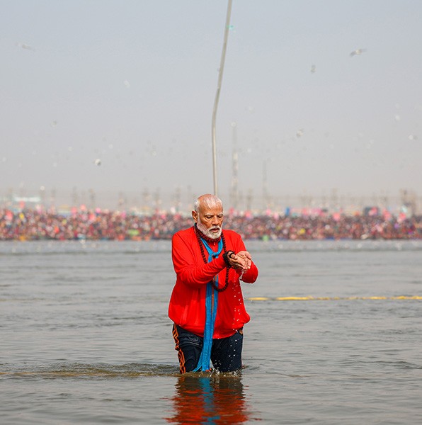 In Images: PM Modi takes holy dip at Maha Kumbh Mela in Prayagraj