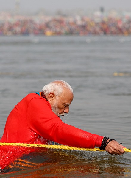 In Images: PM Modi takes holy dip at Maha Kumbh Mela in Prayagraj