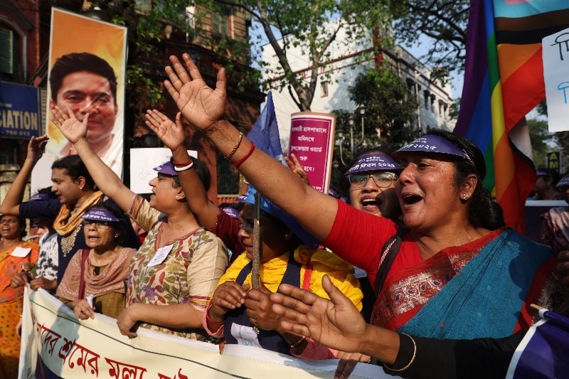 Women and transgender people march for rights in Kolkata ahead of Women's Day