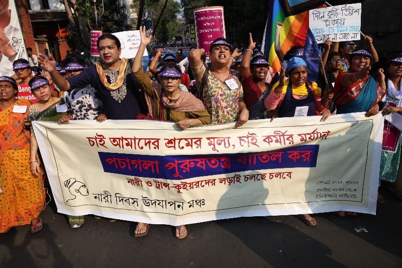 Women and transgender people march for rights in Kolkata ahead of Women's Day