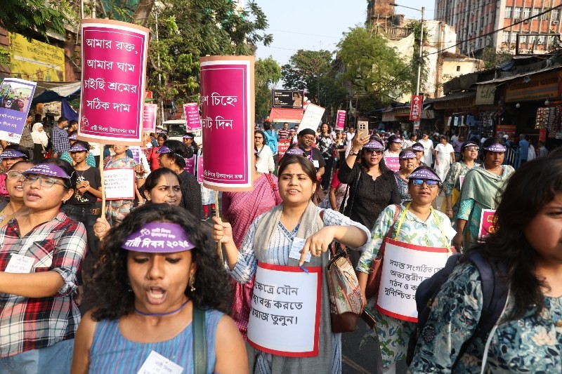 Women and transgender people march for rights in Kolkata ahead of Women's Day