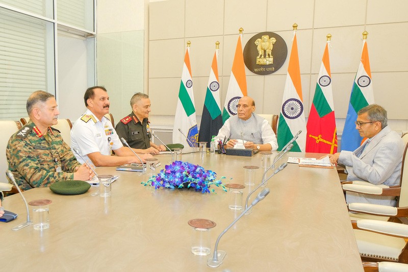 In Images: Defence Minister Rajnath Singh reviews Western Border security with top military brass