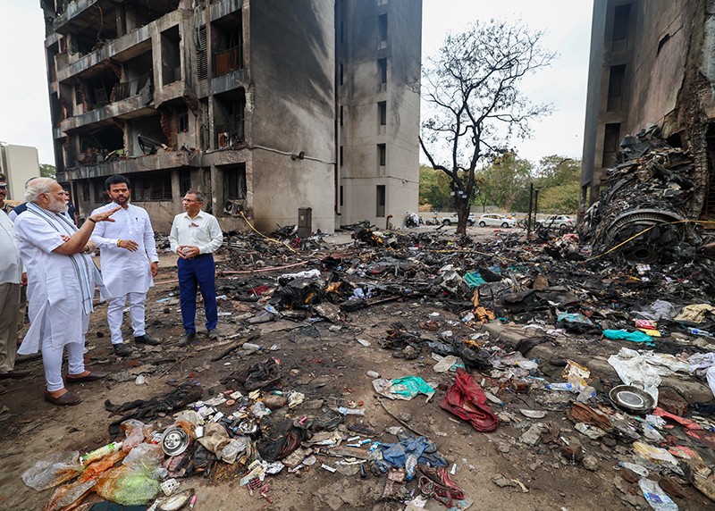 In Images: PM Modi visits Air India flight crash site in Ahmedabad