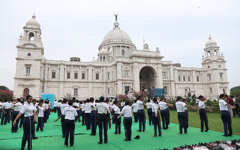 In Images: World Yoga Day - NCC cadets perform yoga at Victoria Memorial garden