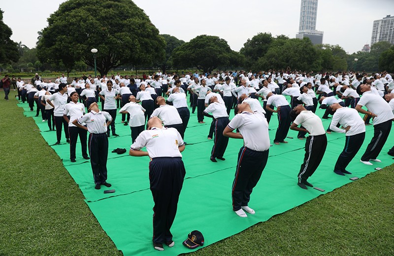 In Images: World Yoga Day - NCC cadets perform yoga at Victoria Memorial garden