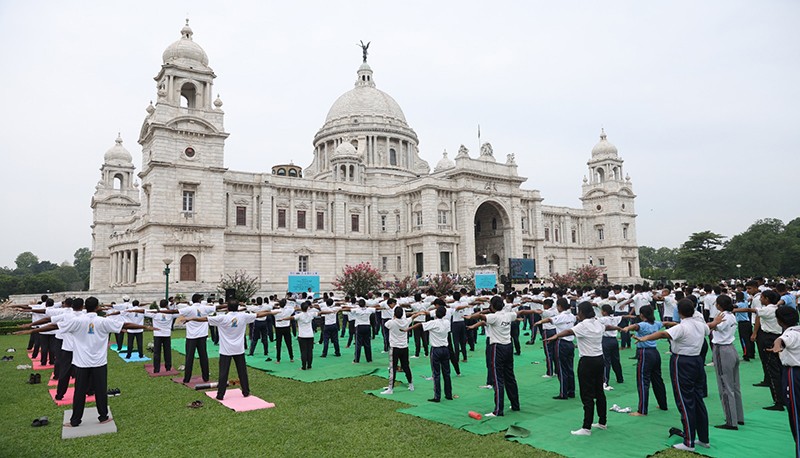 In Images: World Yoga Day - NCC cadets perform yoga at Victoria Memorial garden