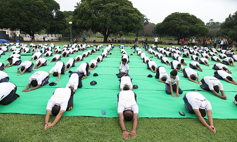 In Images: World Yoga Day - NCC cadets perform yoga at Victoria Memorial garden