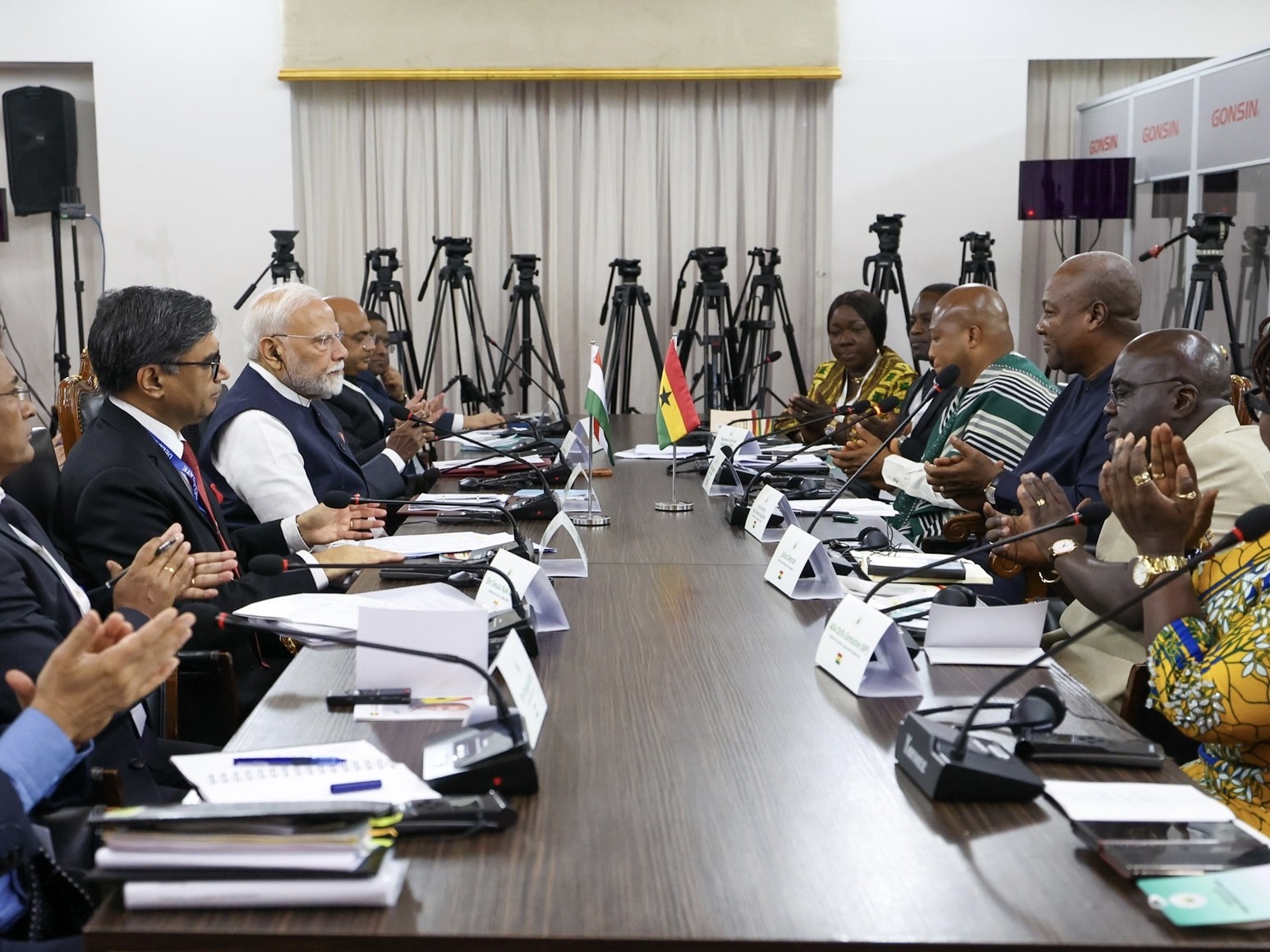 In Images: PM Modi meets Ghana Prez John Dramani Mahama prior to their deliberations