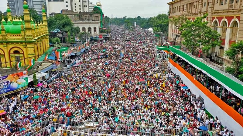 In Images: Mamata attacks BJP over voters’ list revision and Bengali migrants from Martyrs Day rally in Kolkata