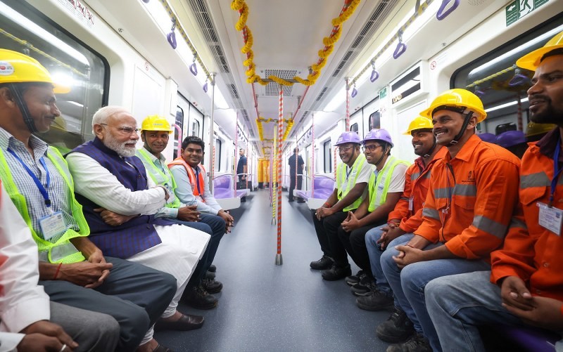 In images: PM Modi undertakes metro ride after inaugurating three new routes in Kolkata