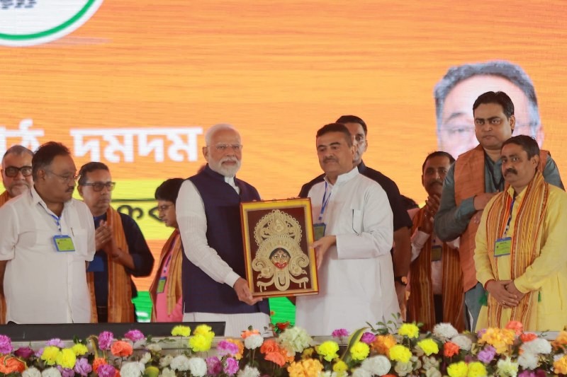 In images: PM Modi leads mega rally in Kolkata’s Dum Dum, flanked by top BJP leaders