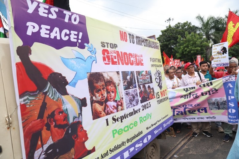 In Images: Citizens, Left outfits hold protest in Kolkata demanding end to Gaza violence