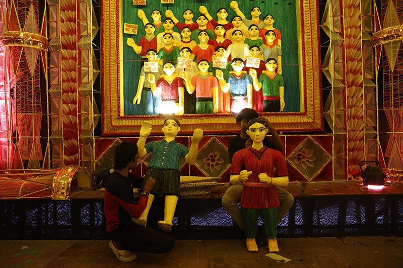 In Images: Kolkata Durga Puja pandal decks up in National Integration theme