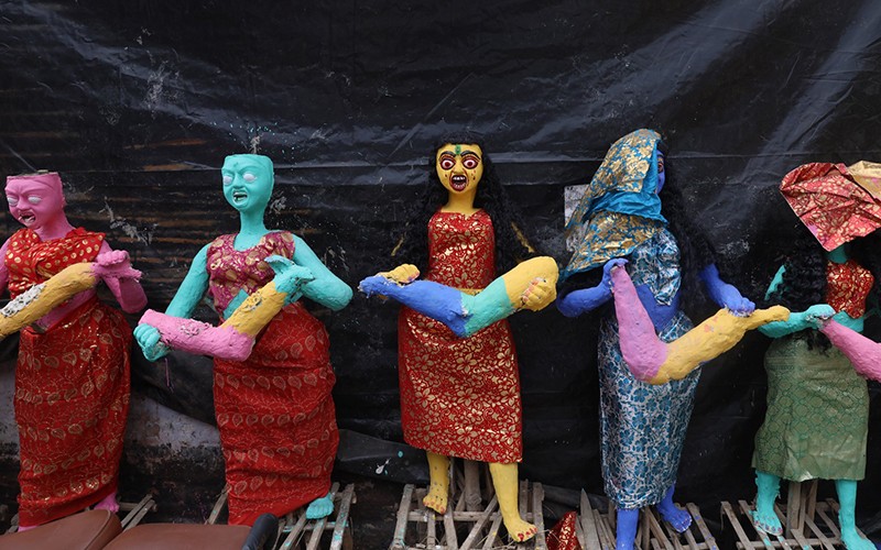 In Images: Artists craft Kali’s fierce attendants, Dakinis and Yoginis, ahead of the festival