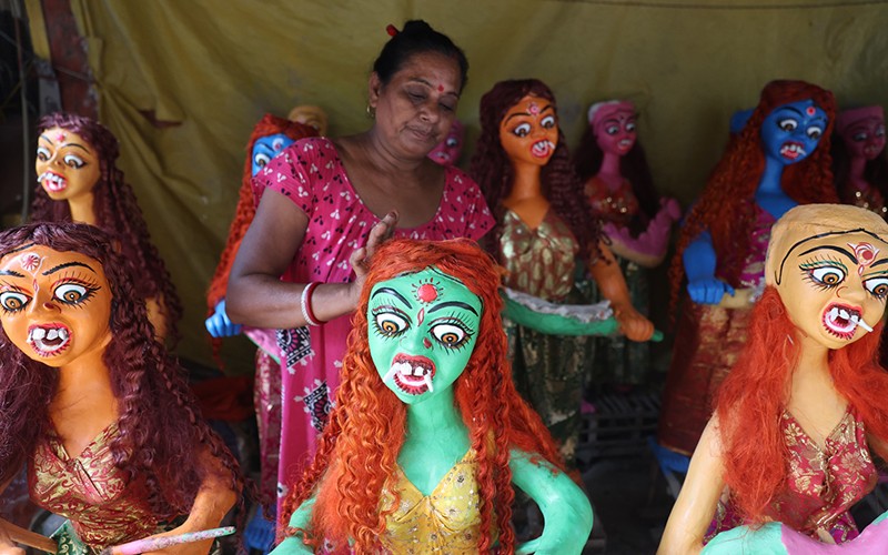 In Images: Artists craft Kali’s fierce attendants, Dakinis and Yoginis, ahead of the festival