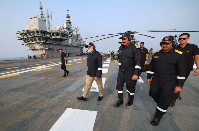 In Images: PM Modi celebrates Diwali with Navy personnel at INS Vikrant
