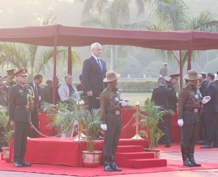 In images: Russian Defence Minister Andrei Belousov reviews Tri-Service Guard of Honour in New Delhi