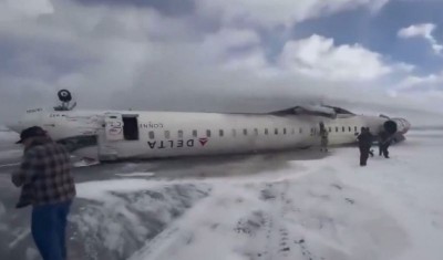 Canada: Delta Air Lines flight flips upside down upon landing in Toronto Pearson Airport, 18 injured