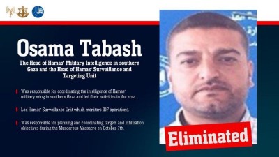 Israel says Hamas Military Intelligence chief Osama Tabash eliminated